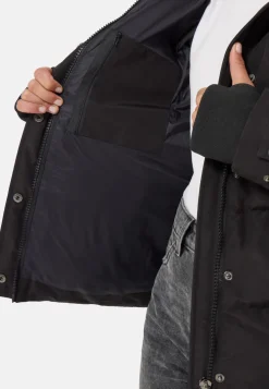 Daunenparka mit Kapuze und Kaschmirfutter schwarz