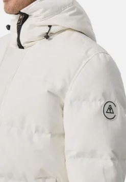 Daunenparka mit Kapuze und Kaschmirfutter weiss