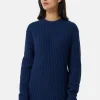Grobgestrickter Wolle Kaschmir Rundhals Pullover dunkelblau