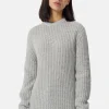 Grobgestrickter Wolle Kaschmir Rundhals Pullover hellgrau
