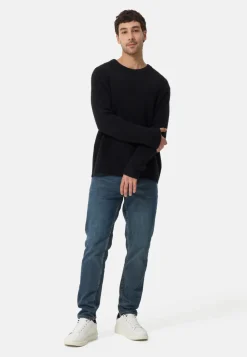Grobgestrickter Wolle Kaschmir Rundhals Pullover schwarz