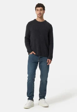Grobgestrickter Wolle Kaschmir Rundhals Pullover dunkel anthrazit