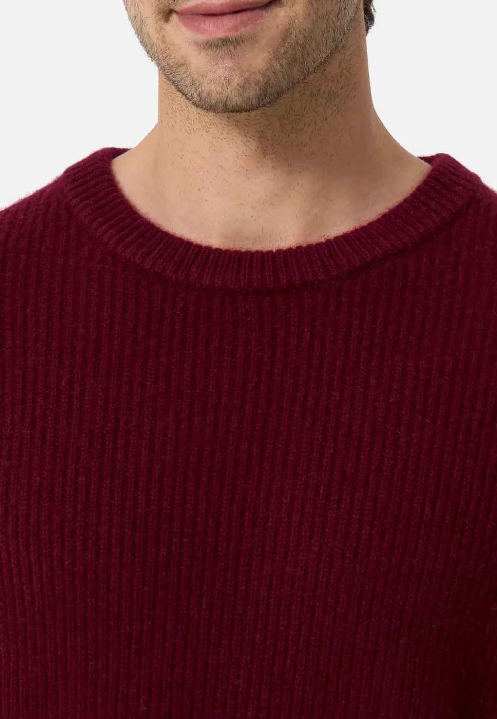 Grobgestrickter Wolle Kaschmir Rundhals Pullover rouge noir