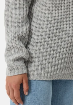 Grobgestrickter Wolle Kaschmir Rundhals Pullover hellgrau