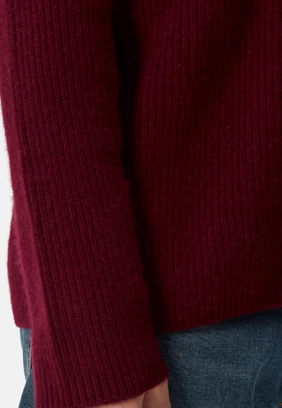 Grobgestrickter Wolle Kaschmir Rundhals Pullover rouge noir