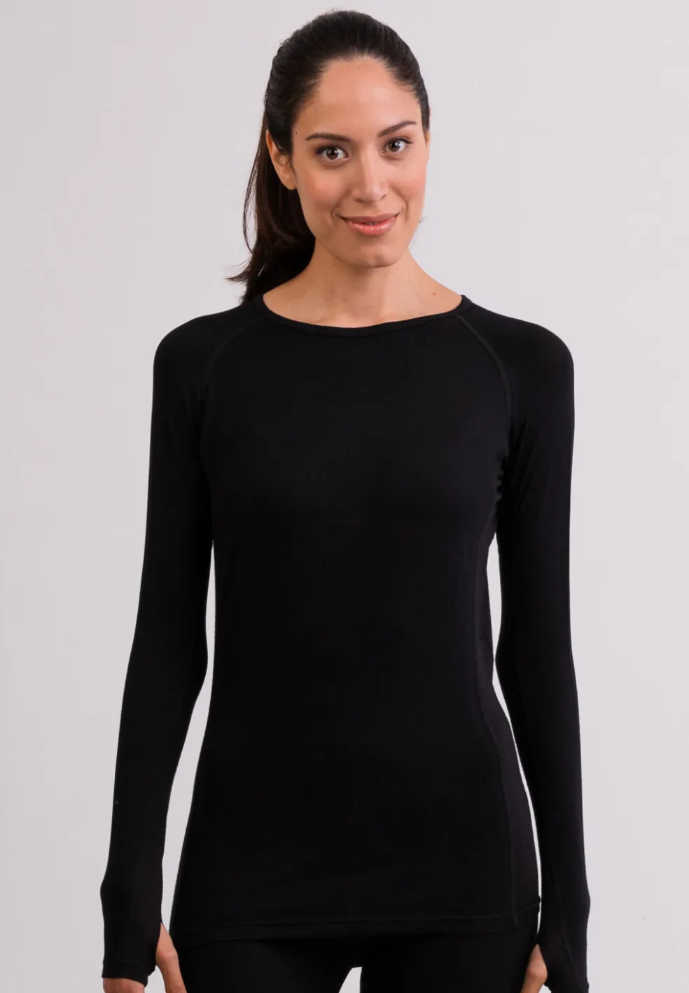 High Performance Kaschmir Sportwäsche Langarm-Shirt schwarz