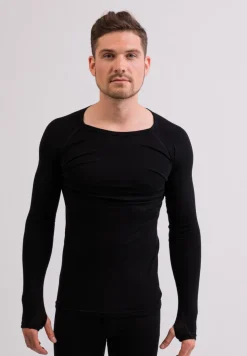 High Performance Kaschmir Sportwäsche Langarm-Shirt schwarz