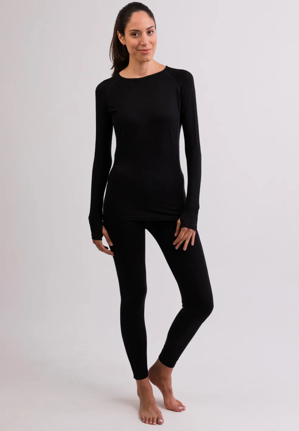 High Performance Kaschmir Sportwäsche Langarm-Shirt schwarz