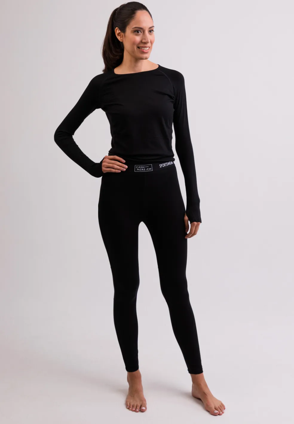 High Performance Kaschmir Sportwäsche Leggings schwarz