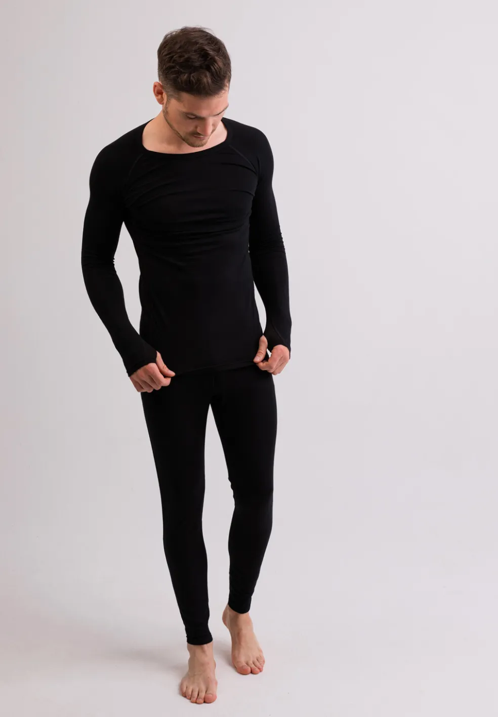 High Performance Kaschmir Sportwäsche Langarm-Shirt schwarz