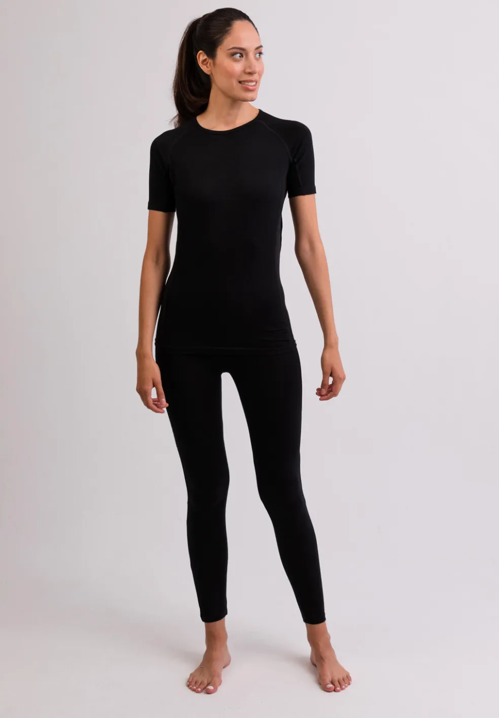 High Performance Kaschmir Sportwäsche T-Shirt schwarz