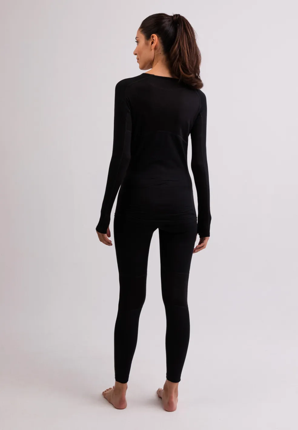 High Performance Kaschmir Sportwäsche Langarm-Shirt schwarz