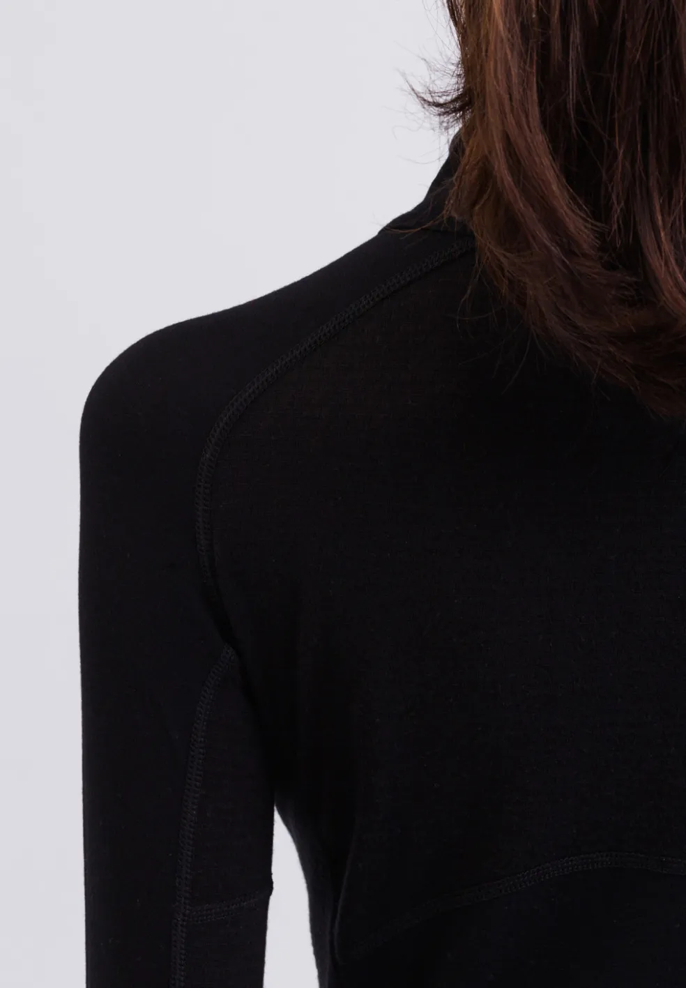 High Performance Kaschmir Sportwäsche Langarm-Shirt mit Stehkragen und Half-Zip schwarz