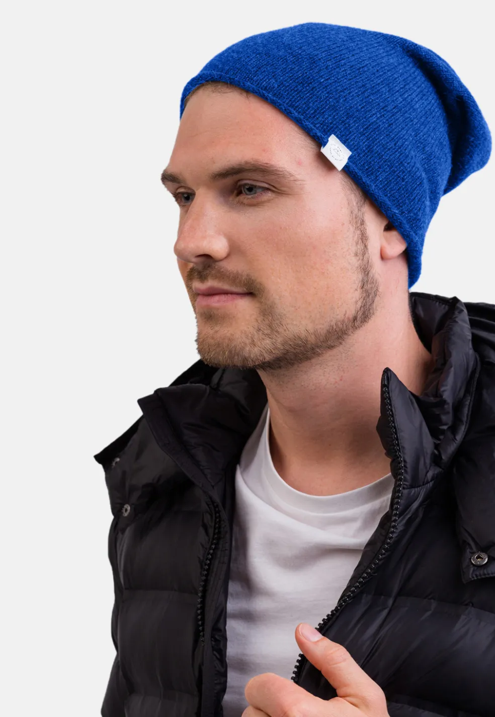 Kaschmir Beanie jet stream blau