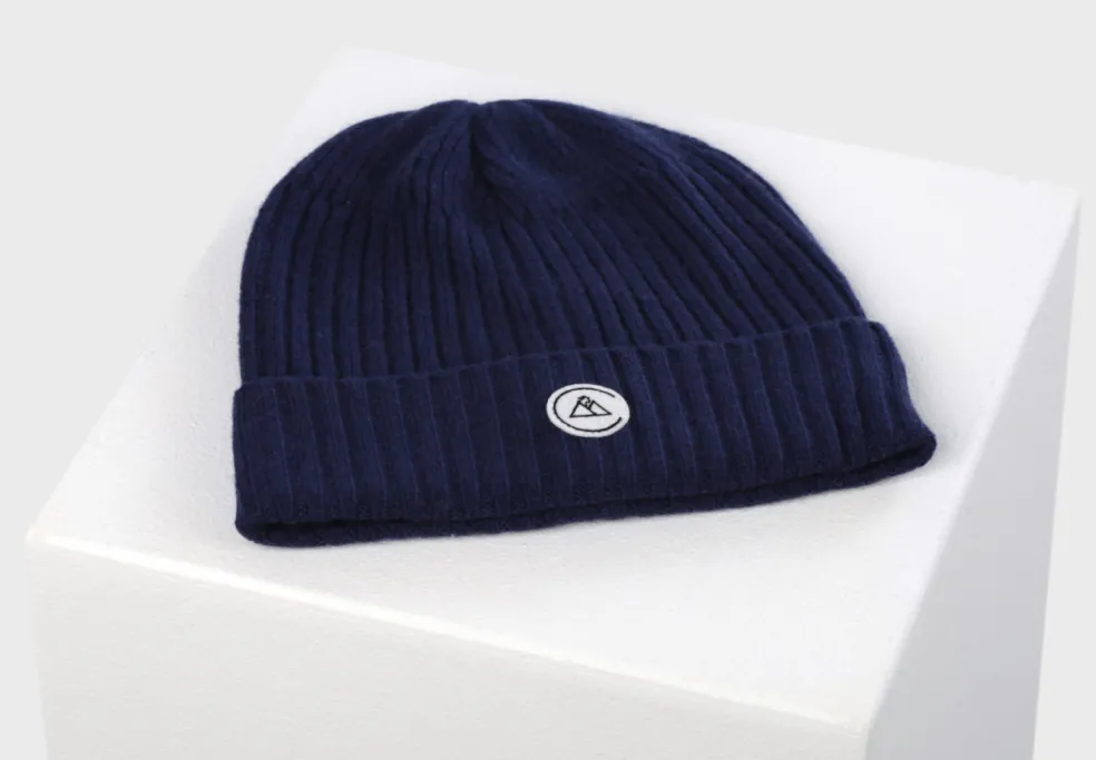 Kaschmir Fine Rib Mütze marine blau