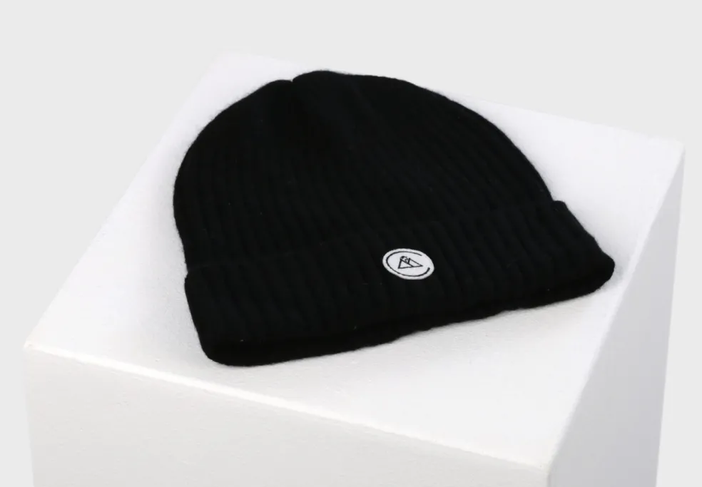 Kaschmir Fine Rib Mütze schwarz