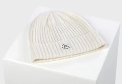 Kaschmir Fine Rib Mütze weiss