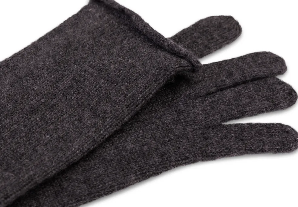 Kaschmir Handschuhe Lang und Touchscreen tauglich anthrazit