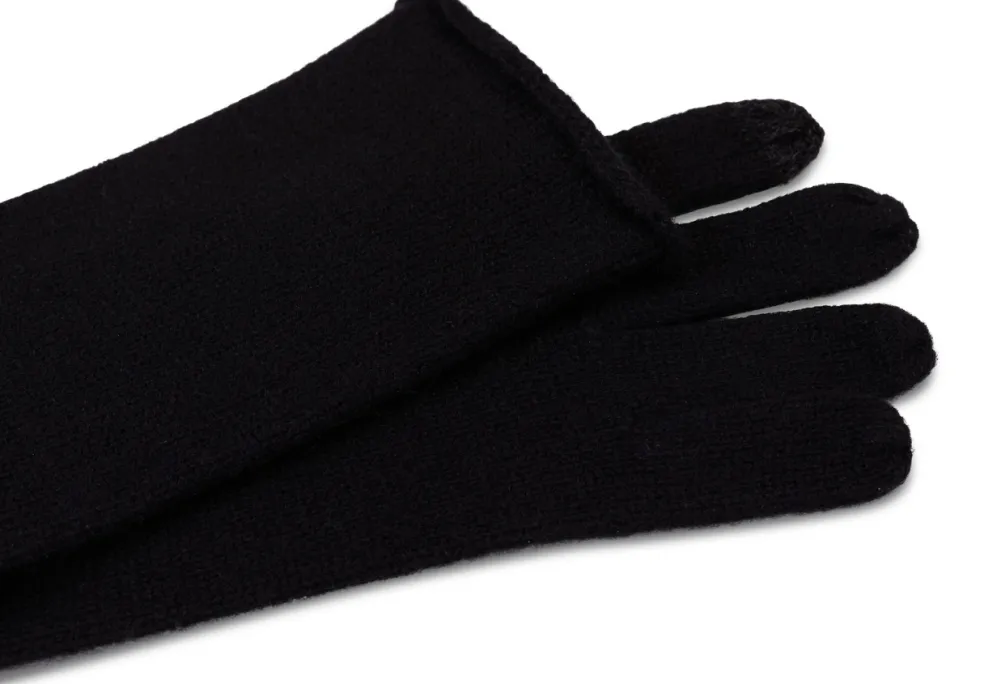Kaschmir Handschuhe Lang und Touchscreen tauglich schwarz