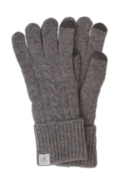 Kaschmir Handschuhe mit Zopfmuster und Touchscreen tauglich grau