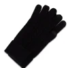 Kaschmir Handschuhe mit Zopfmuster und Touchscreen tauglich schwarz