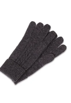 Kaschmir Handschuhe mit Zopfmuster und Touchscreen tauglich anthrazit