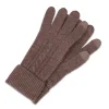 Kaschmir Handschuhe mit Zopfmuster und Touchscreen tauglich taupe