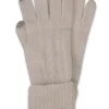Kaschmir Handschuhe mit Zopfmuster und Touchscreen tauglich weiss
