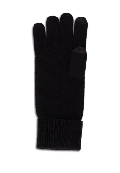 Kaschmir Handschuhe mit Zopfmuster und Touchscreen tauglich schwarz
