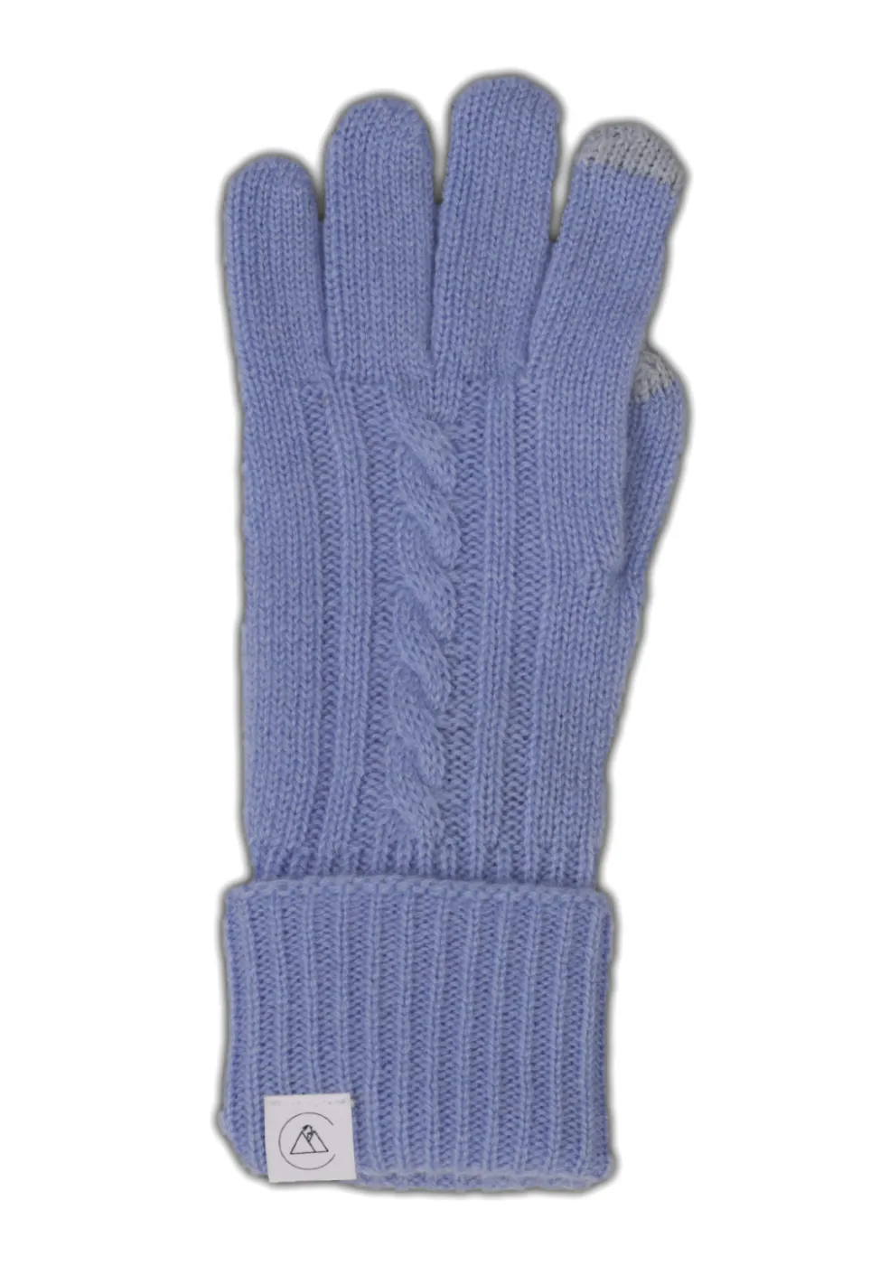 Kaschmir Handschuhe mit Zopfmuster und Touchscreen tauglich hellblau