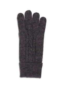 Kaschmir Handschuhe mit Zopfmuster und Touchscreen tauglich anthrazit