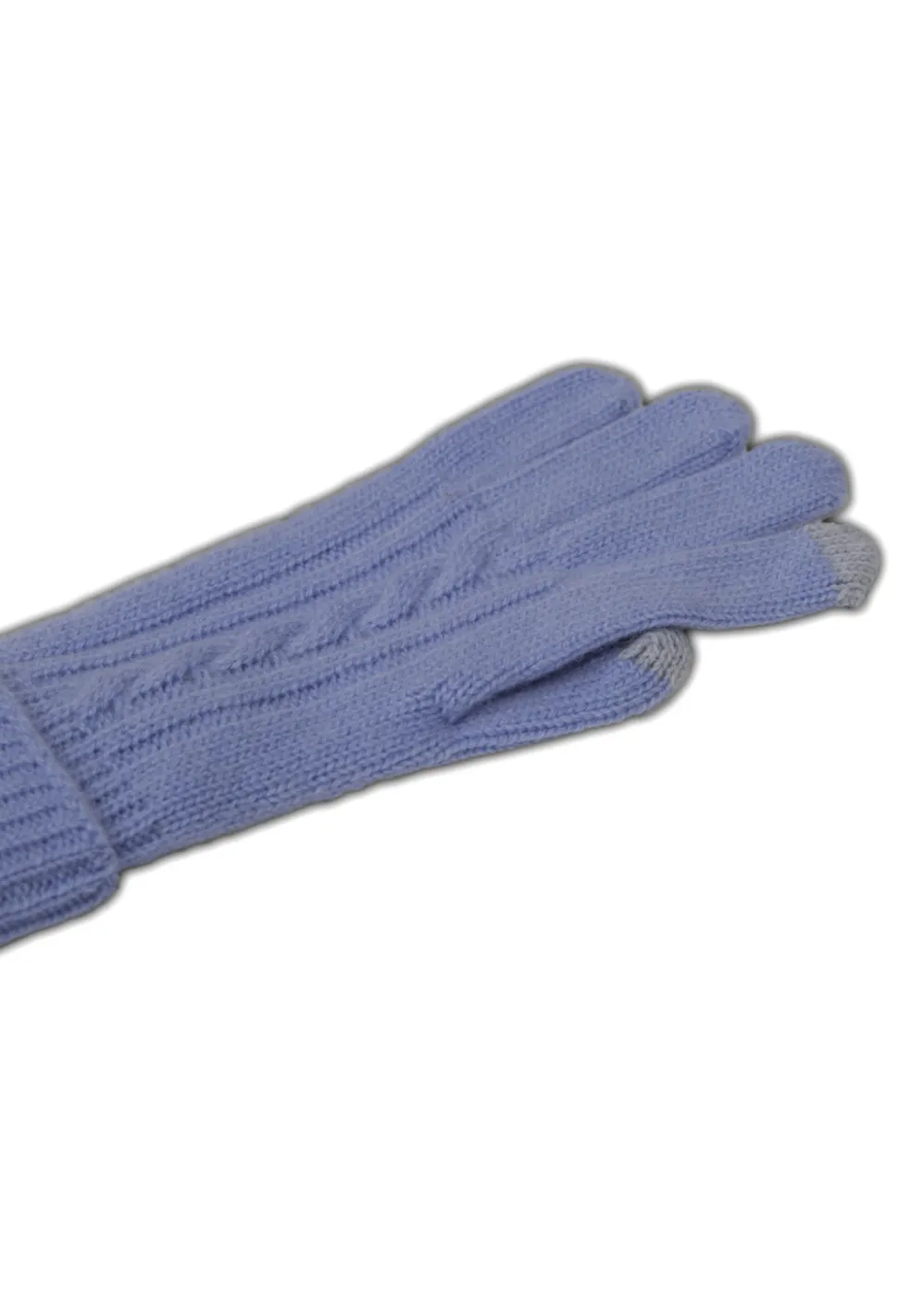 Kaschmir Handschuhe mit Zopfmuster und Touchscreen tauglich hellblau