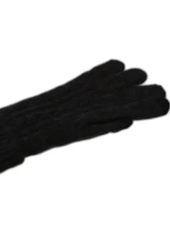 Kaschmir Handschuhe mit Zopfmuster und Touchscreen tauglich dunkel anthrazit