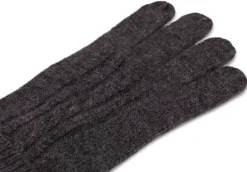 Kaschmir Handschuhe mit Zopfmuster und Touchscreen tauglich anthrazit
