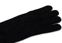 Kaschmir Handschuhe mit Zopfmuster und Touchscreen tauglich schwarz