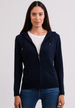 Kaschmir Kapuzenpullover Hoodie marine blau