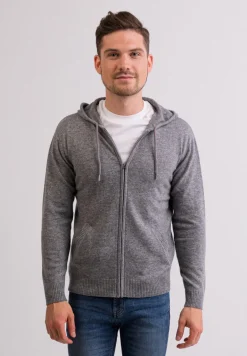 Kaschmir Kapuzenpullover Hoodie grau