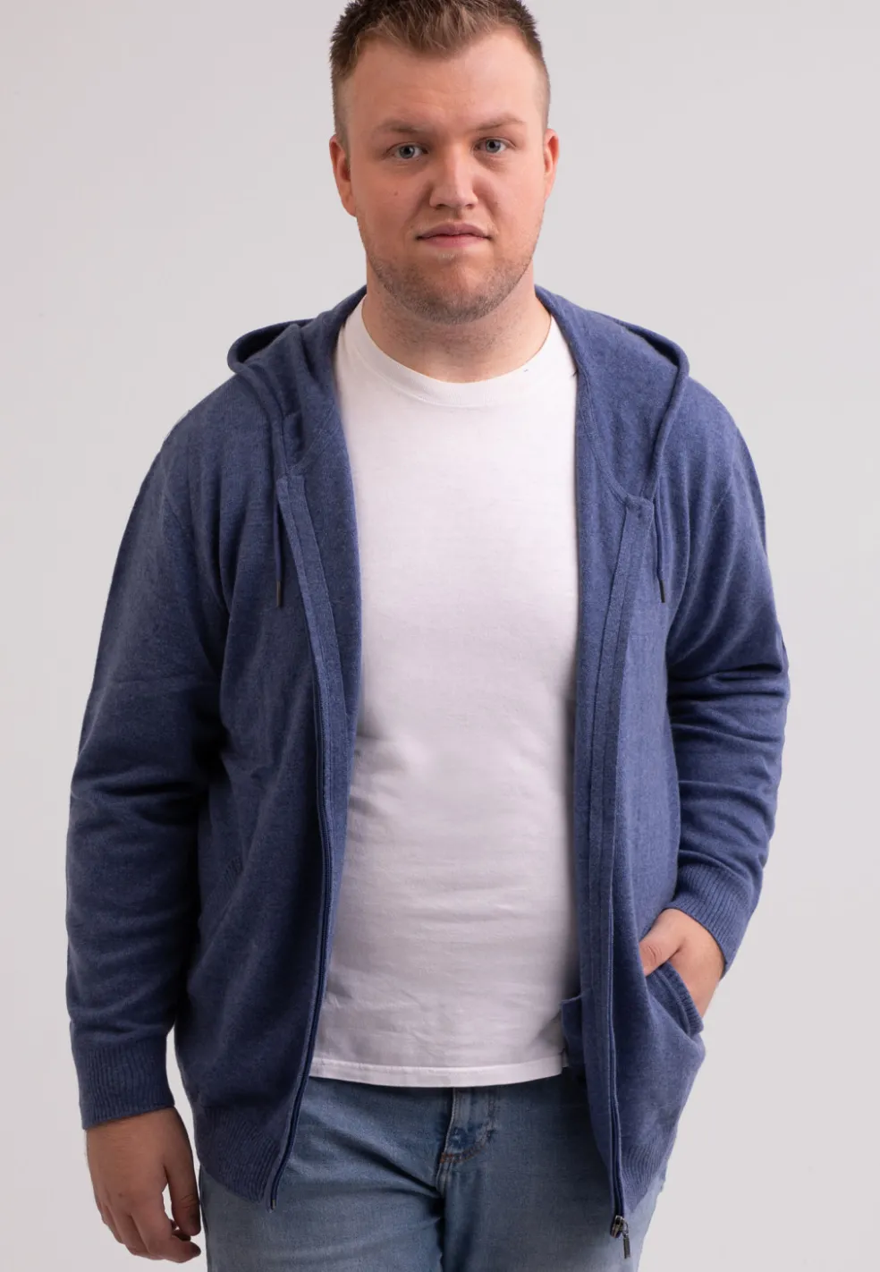 Kaschmir Kapuzenpullover Hoodie jeans blau