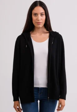 Kaschmir Kapuzenpullover Hoodie schwarz