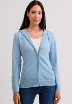 Kaschmir Kapuzenpullover Hoodie hellblau