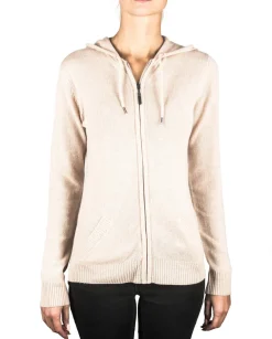 Kaschmir Kapuzenpullover Hoodie washed ecru