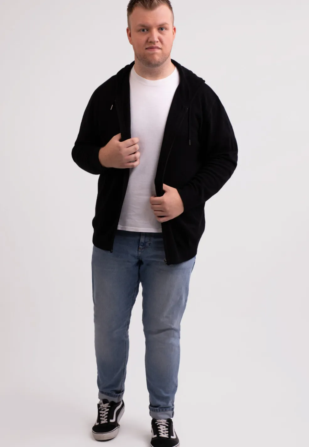 Kaschmir Kapuzenpullover Hoodie schwarz