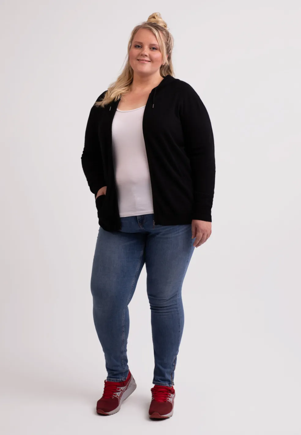 Kaschmir Kapuzenpullover Hoodie schwarz