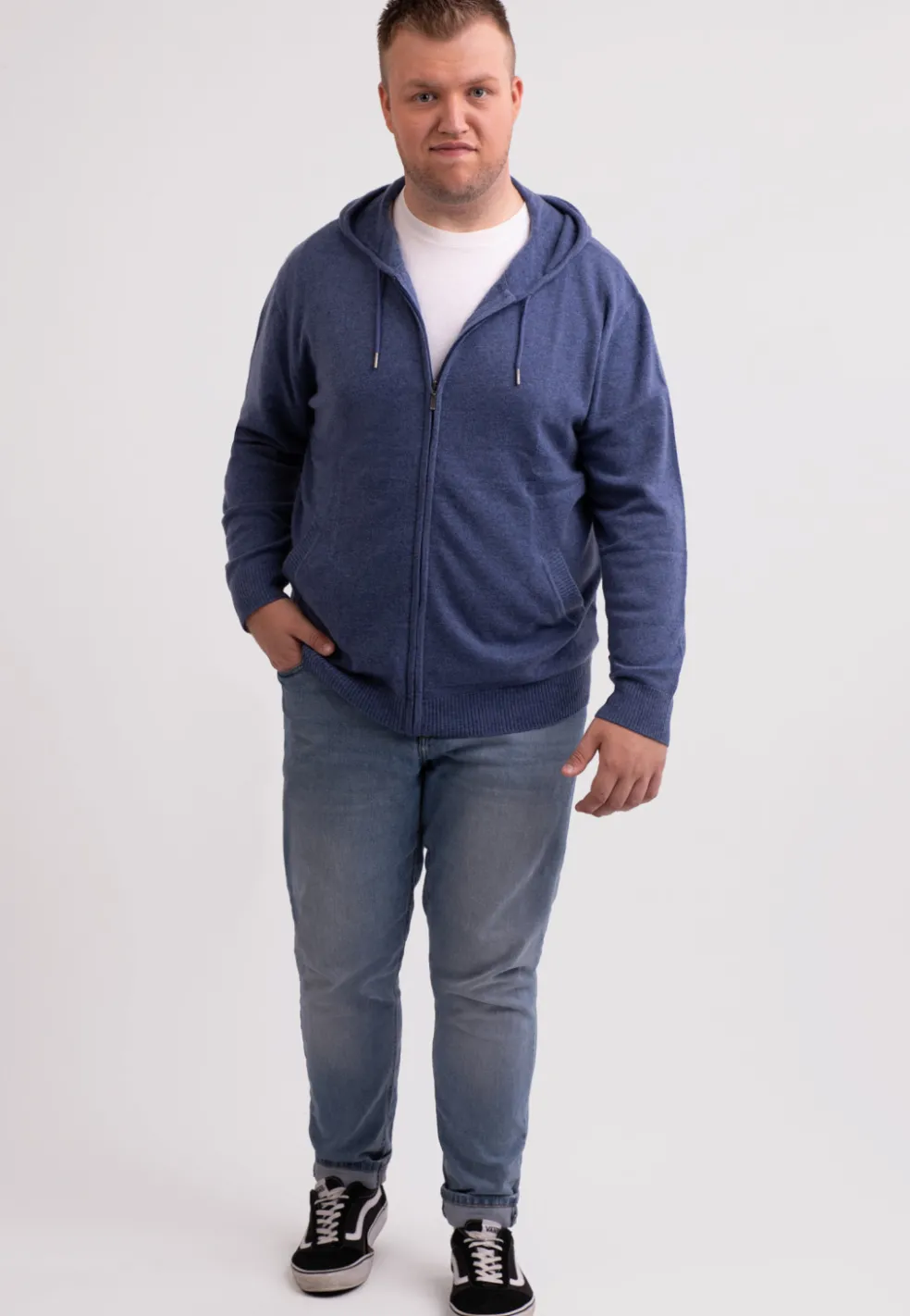Kaschmir Kapuzenpullover Hoodie jeans blau