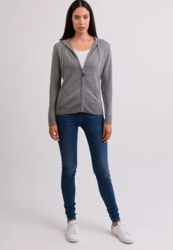Kaschmir Kapuzenpullover Hoodie grau