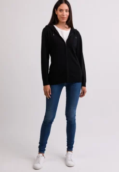 Kaschmir Kapuzenpullover Hoodie schwarz