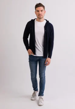 Kaschmir Kapuzenpullover Hoodie marine blau