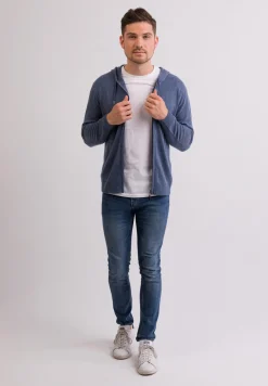 Kaschmir Kapuzenpullover Hoodie jeans blau