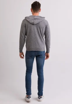 Kaschmir Kapuzenpullover Hoodie grau