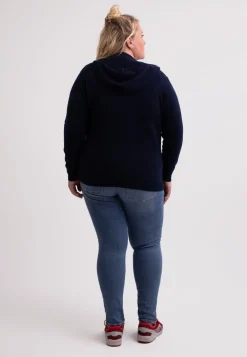 Kaschmir Kapuzenpullover Hoodie marine blau